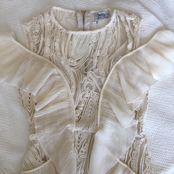 Beautiful cream pleated ruffle rope braid romper - Picture 3 of 8